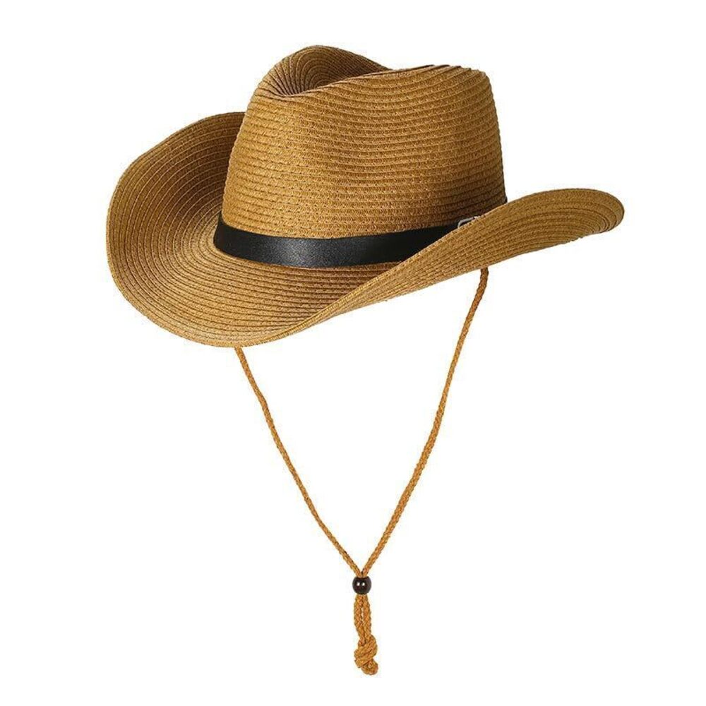 3636 Western Style Men Women's Cowboy Hat, Sun Hat Wide Brim Summer Straw